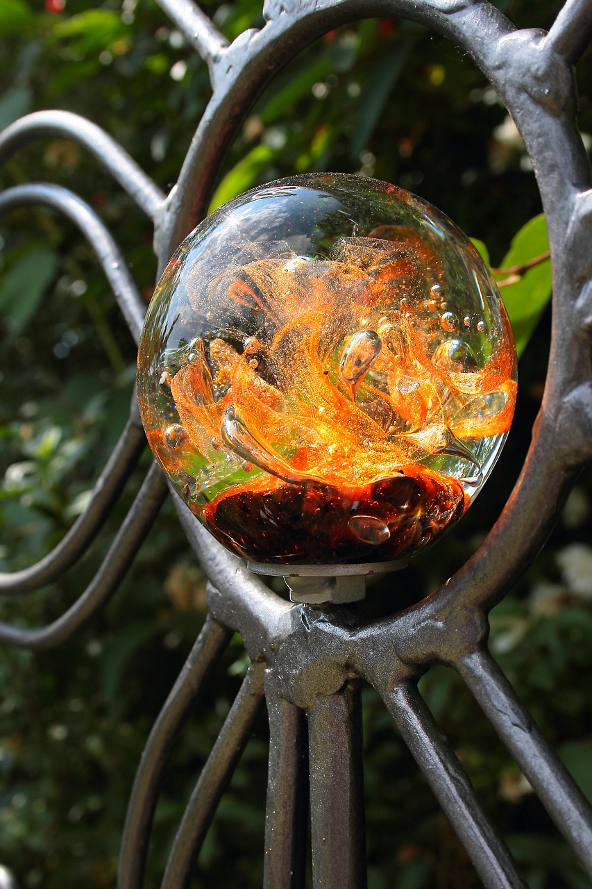 glass ball metal frame gartendeko free photo