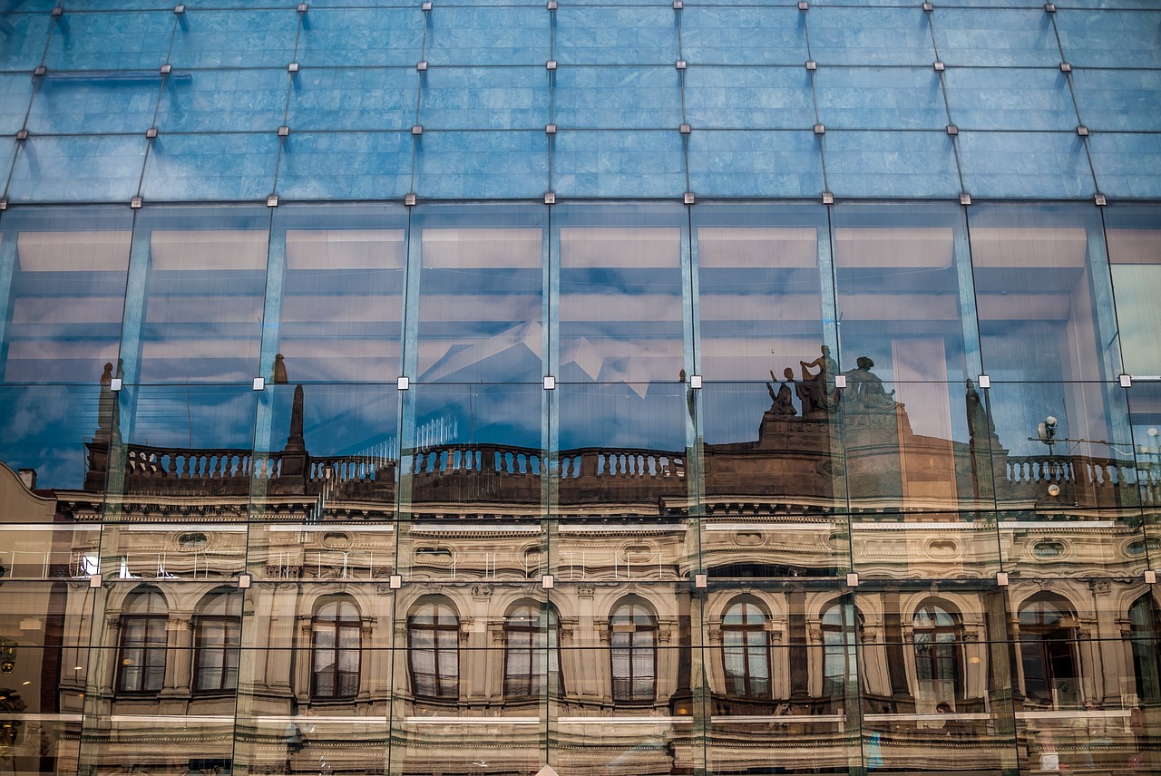 glass building reflection architecture free photo