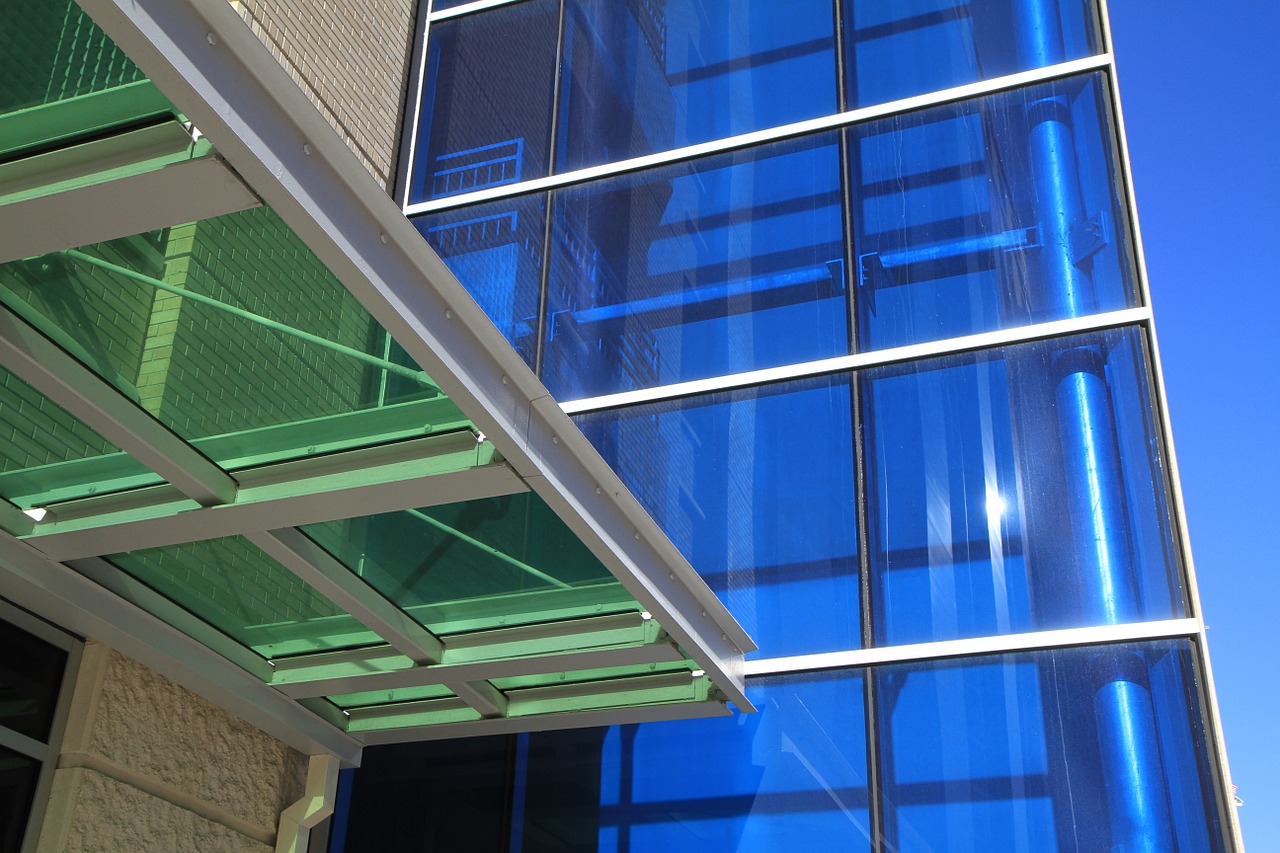 glass building blue green free photo