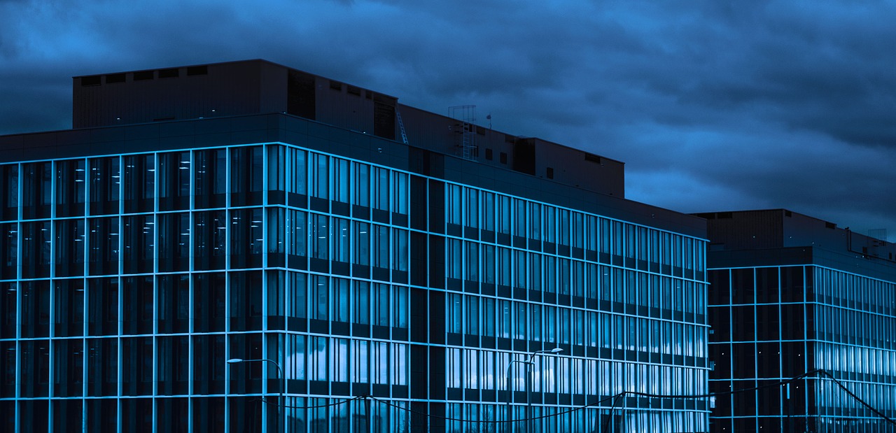 glass buildings blue office free photo