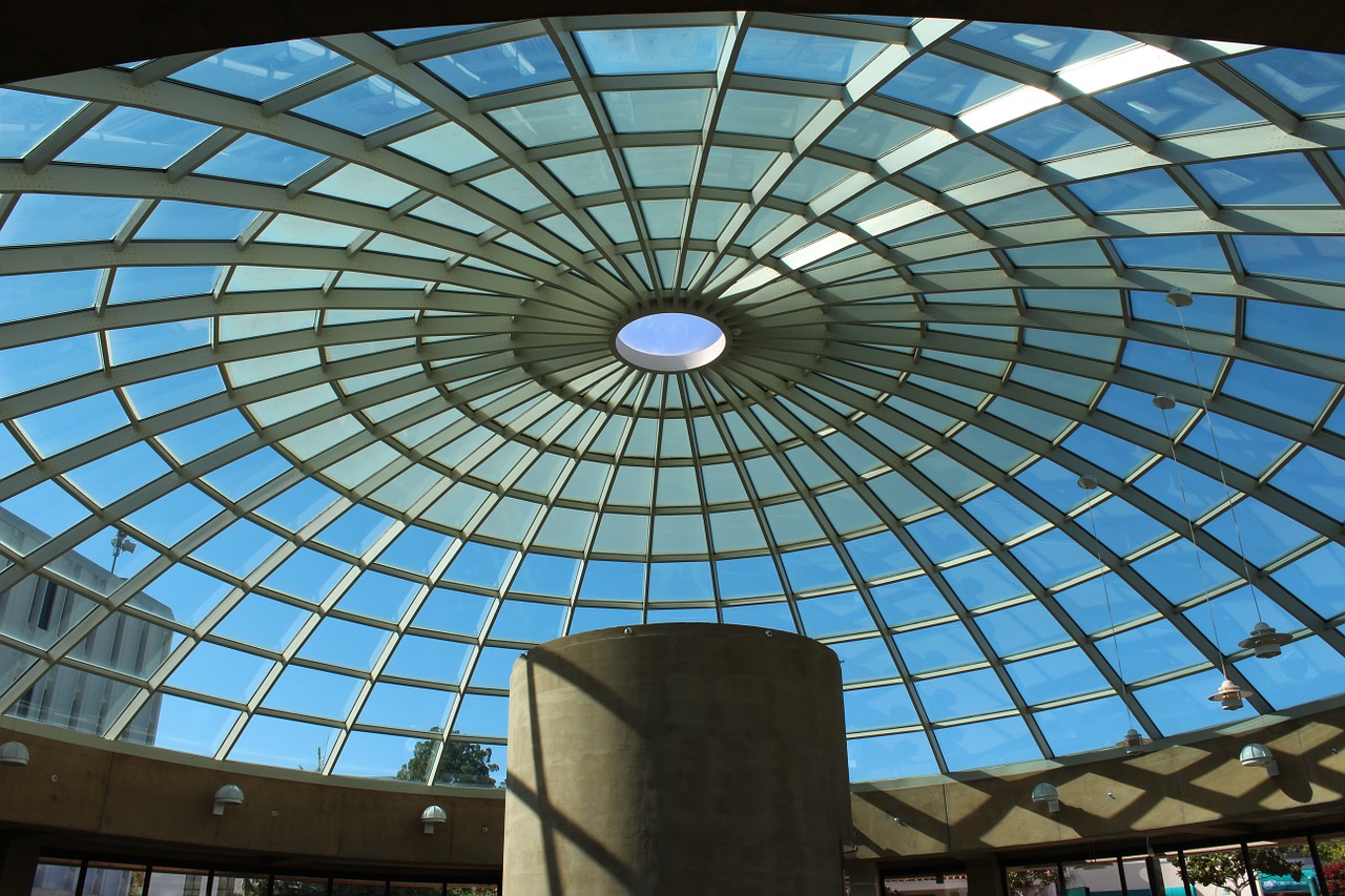 glass ceiling dome library free photo