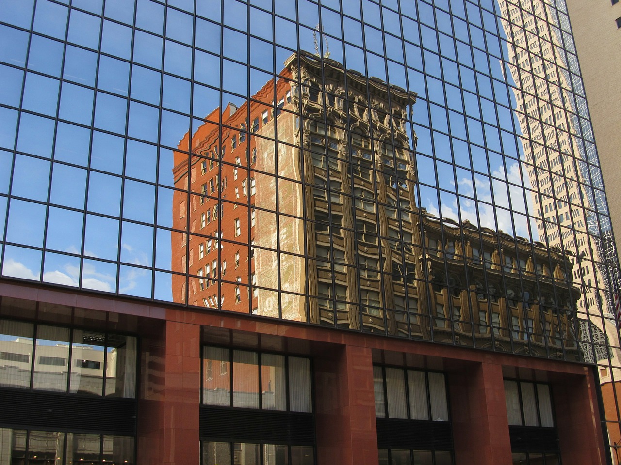 glass facade windows reflection free photo