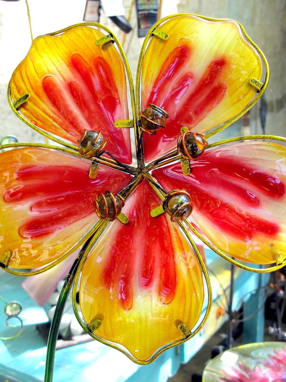 glass flower red yellow free photo