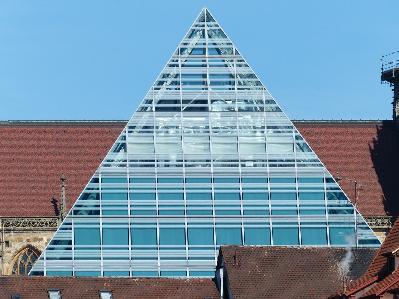 glass pyramid building architecture free photo