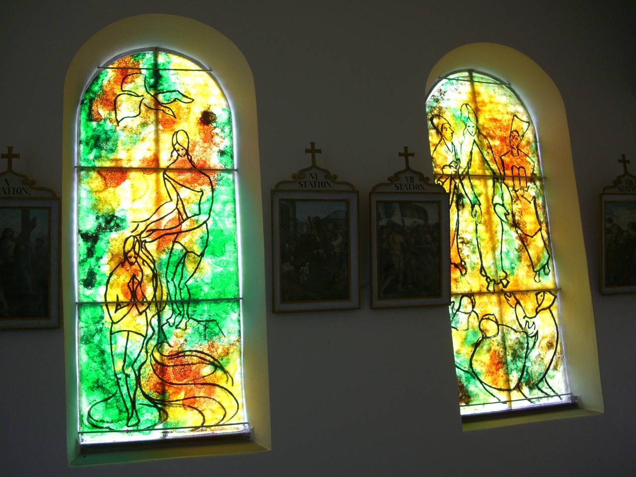 glass window artist bernard chardon chapel in kressen free photo
