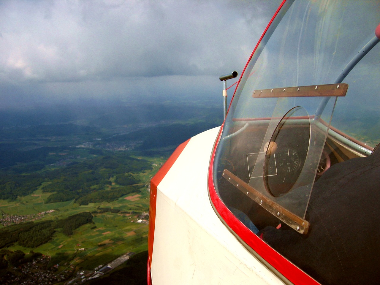glider pilot cockpit landscape free photo