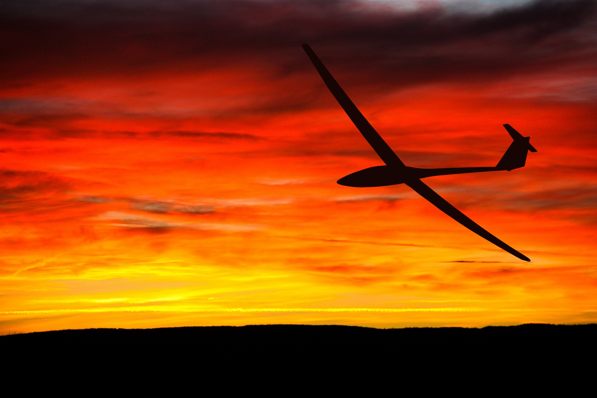 glider plane sunset free photo