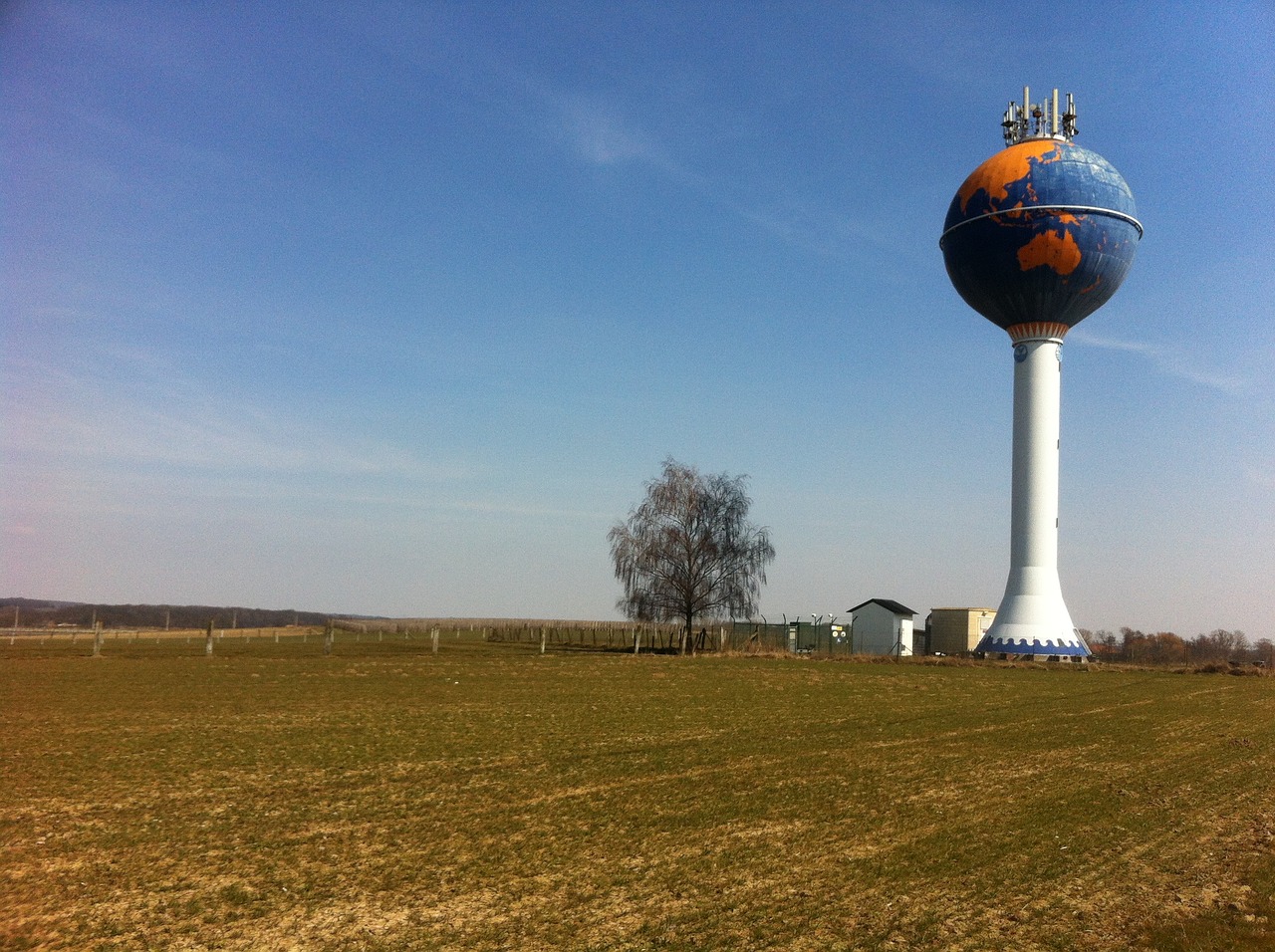 globe water tower field free photo