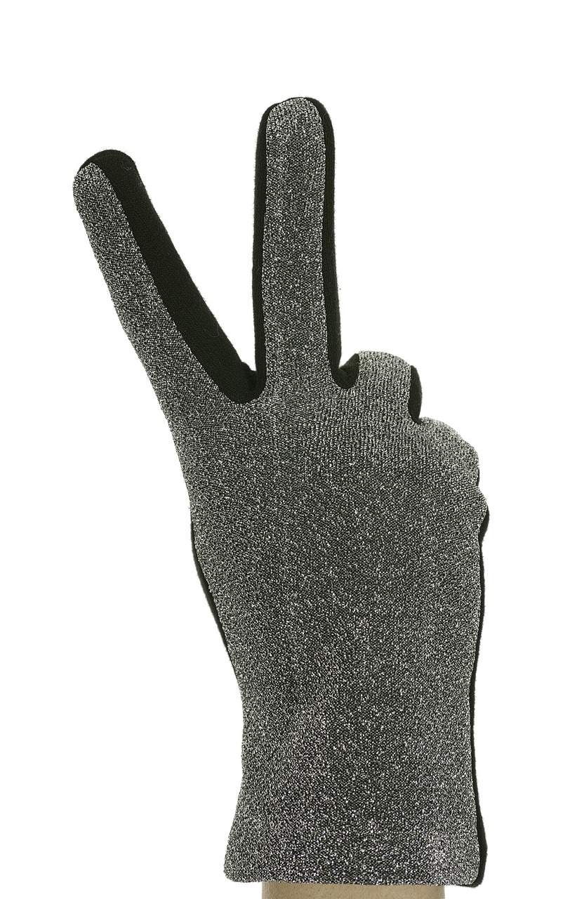 glove two fingers peace sign free photo