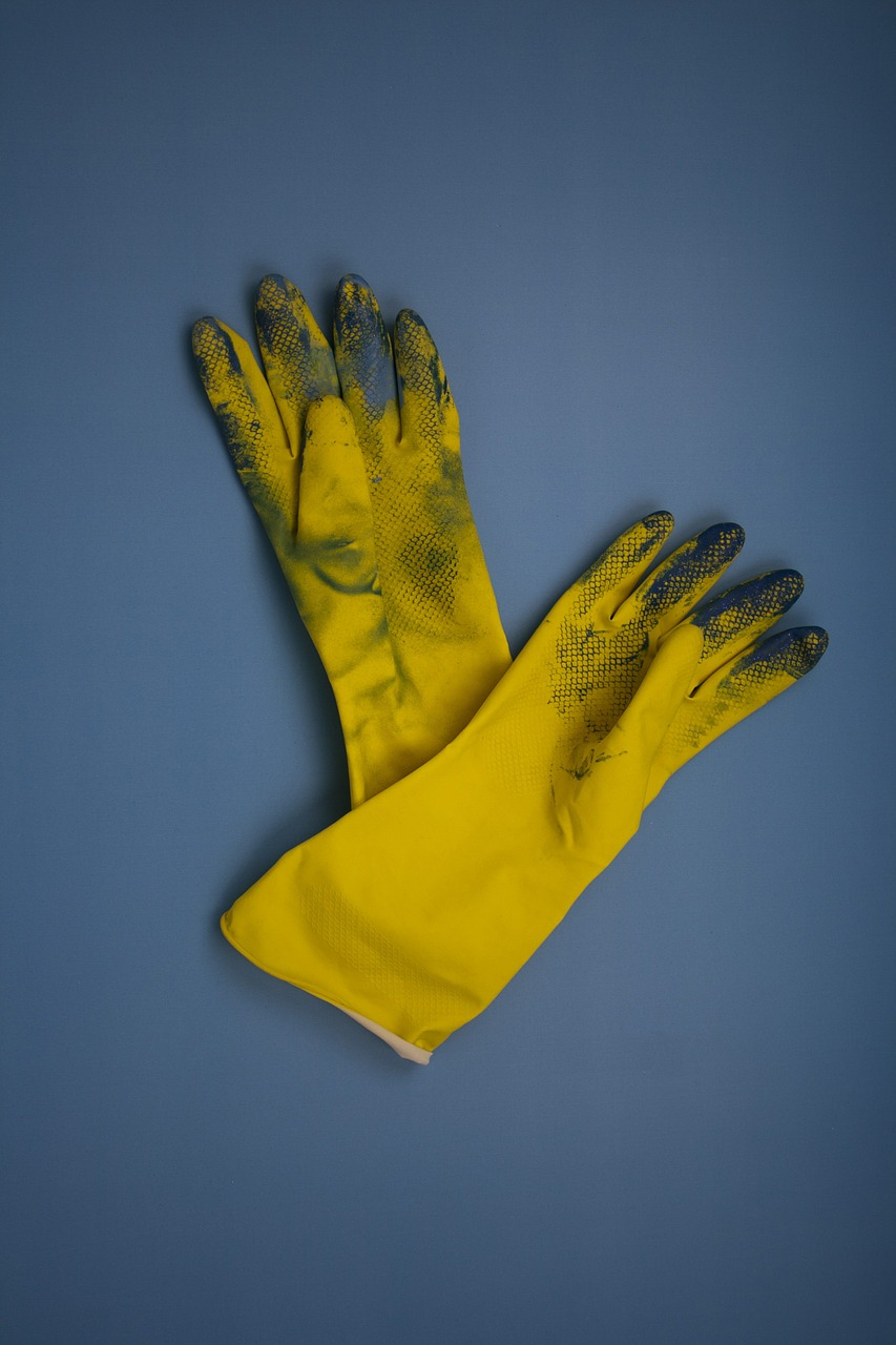 gloves work yellow free photo