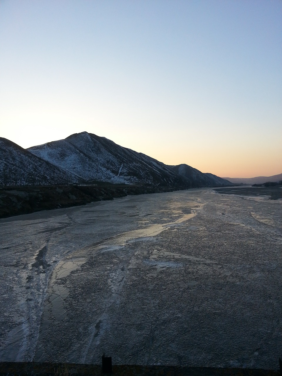 glow sunset frozen river free photo