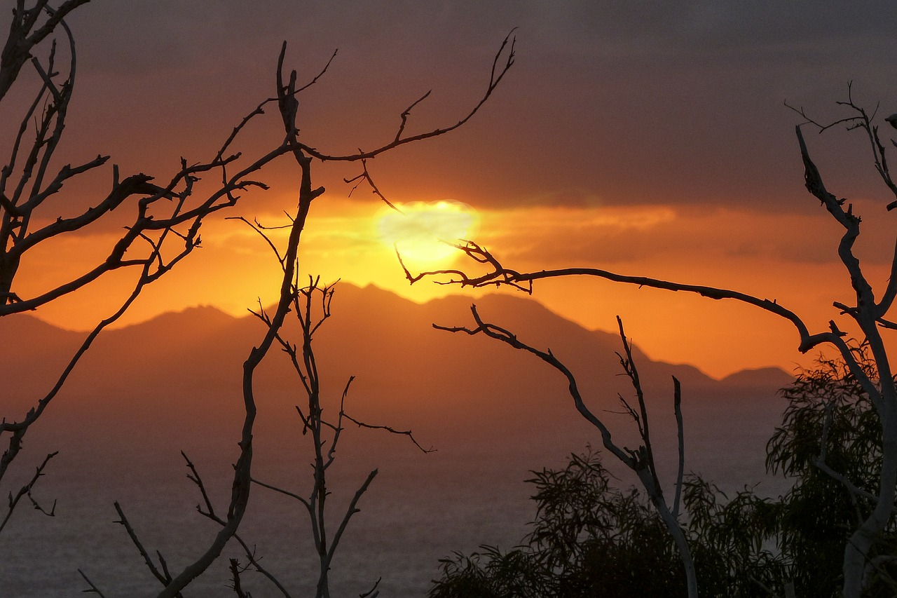 glowing red sunset free photo