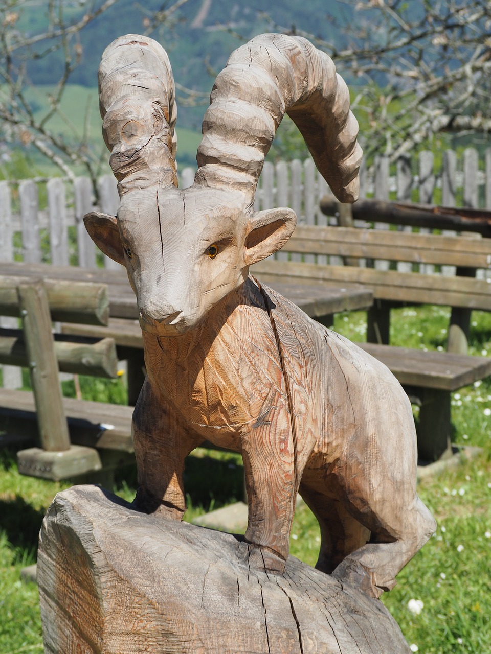 goat wood carving free photo