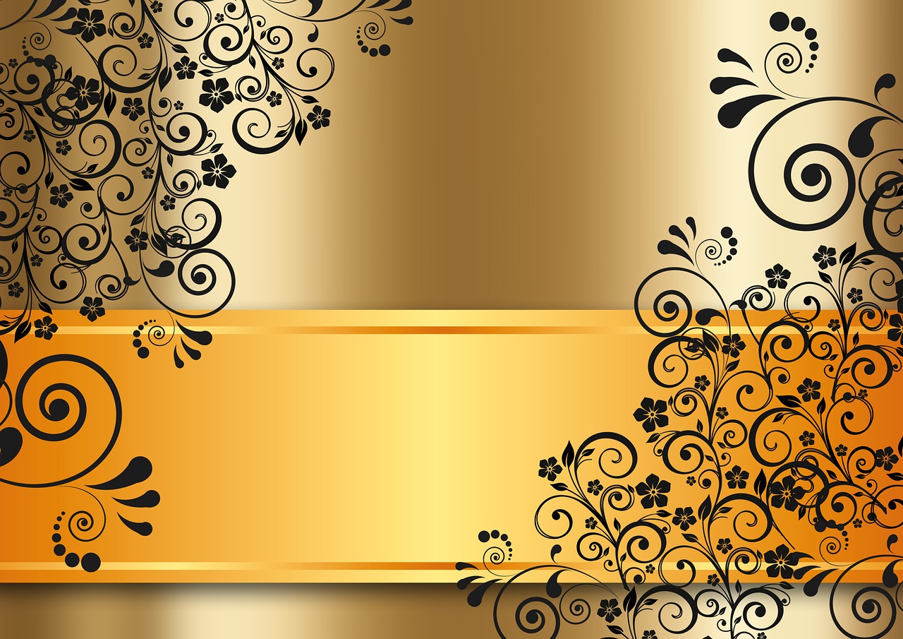 gold floral pattern free photo