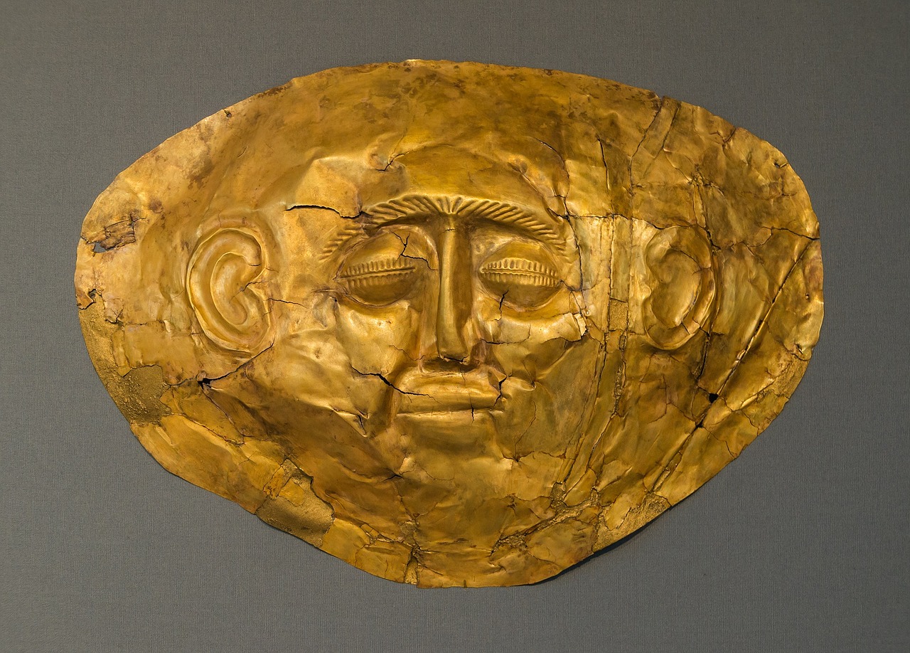 gold funeral mask ancient free photo