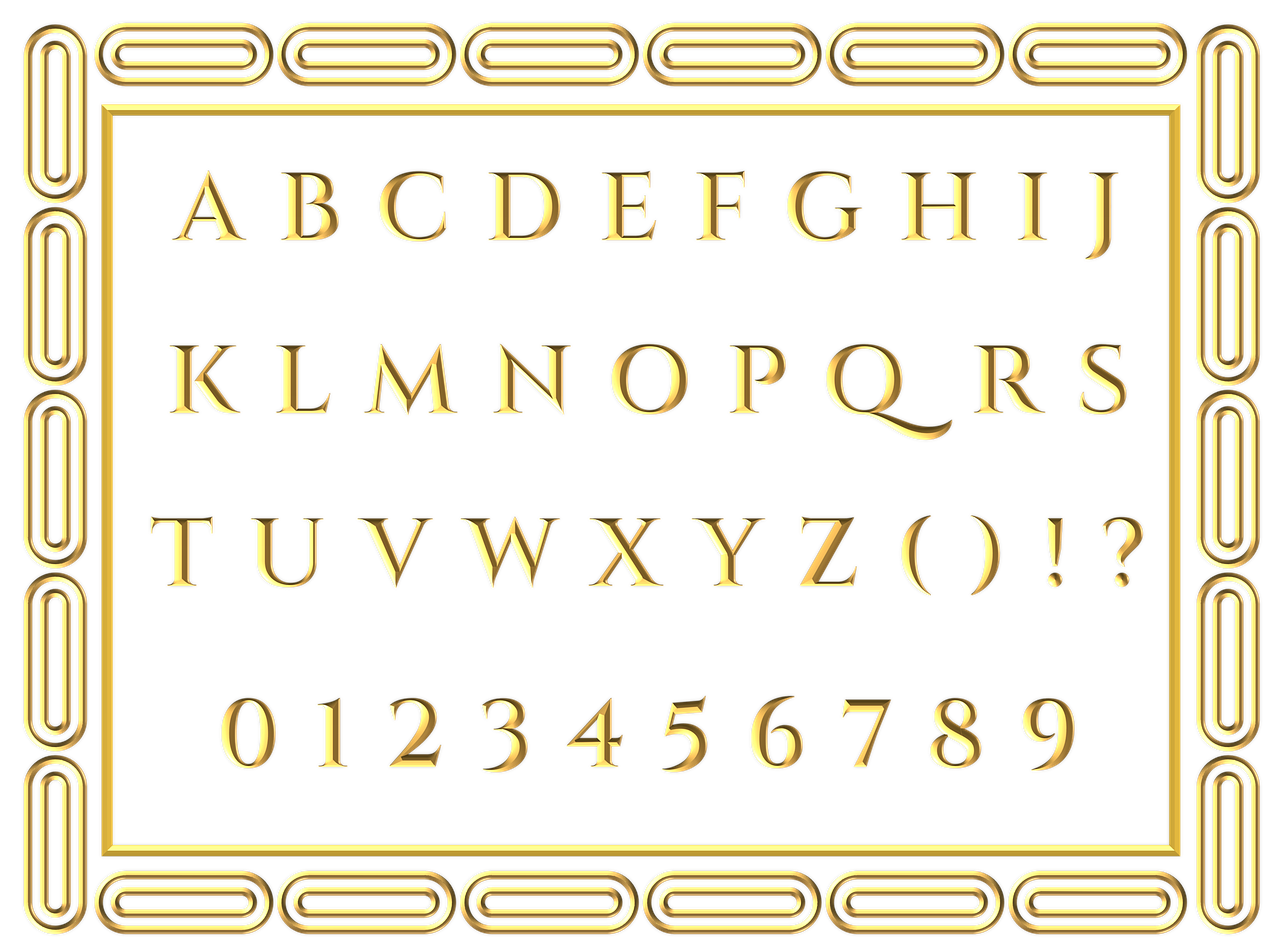 gold letters alphabet free photo