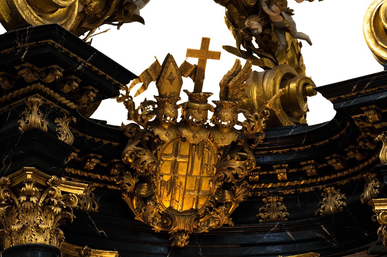 gold coat of arms church free photo