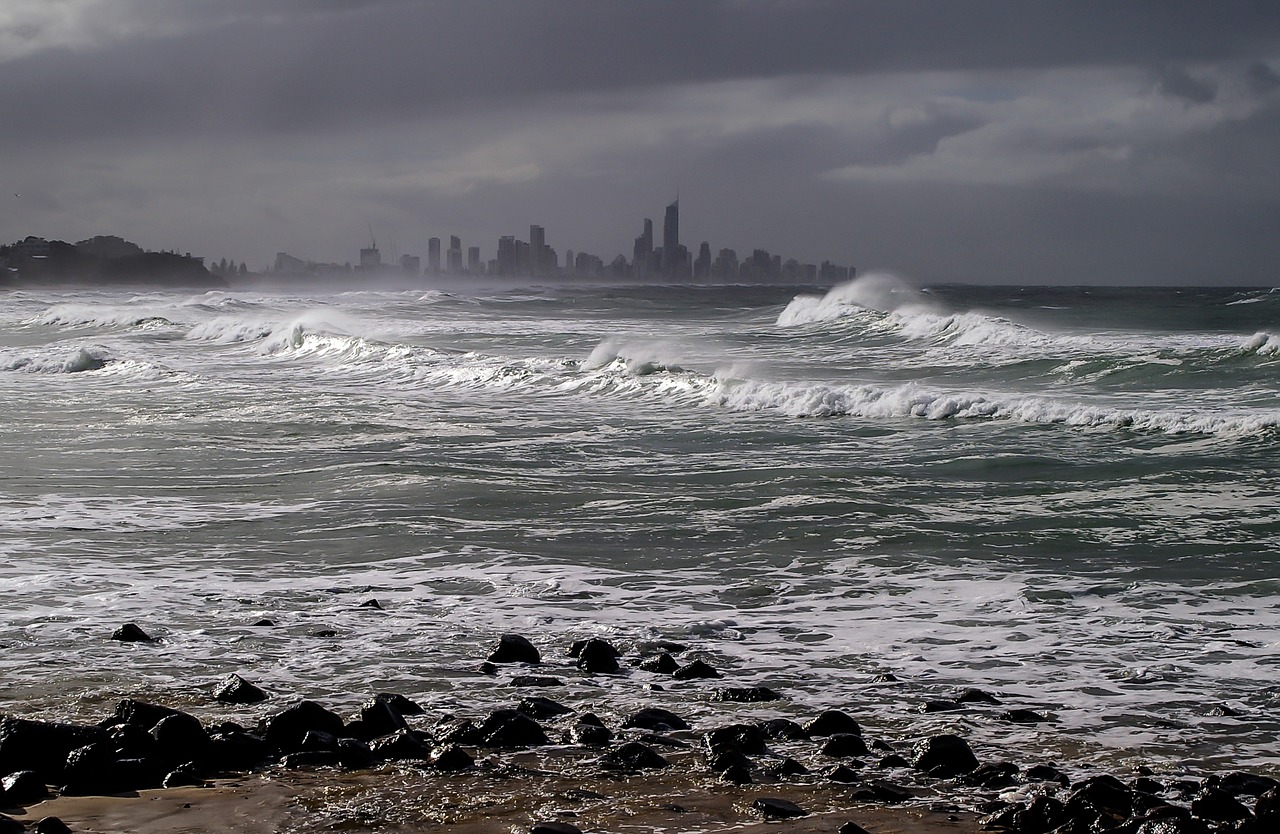 gold coast beach storm free photo