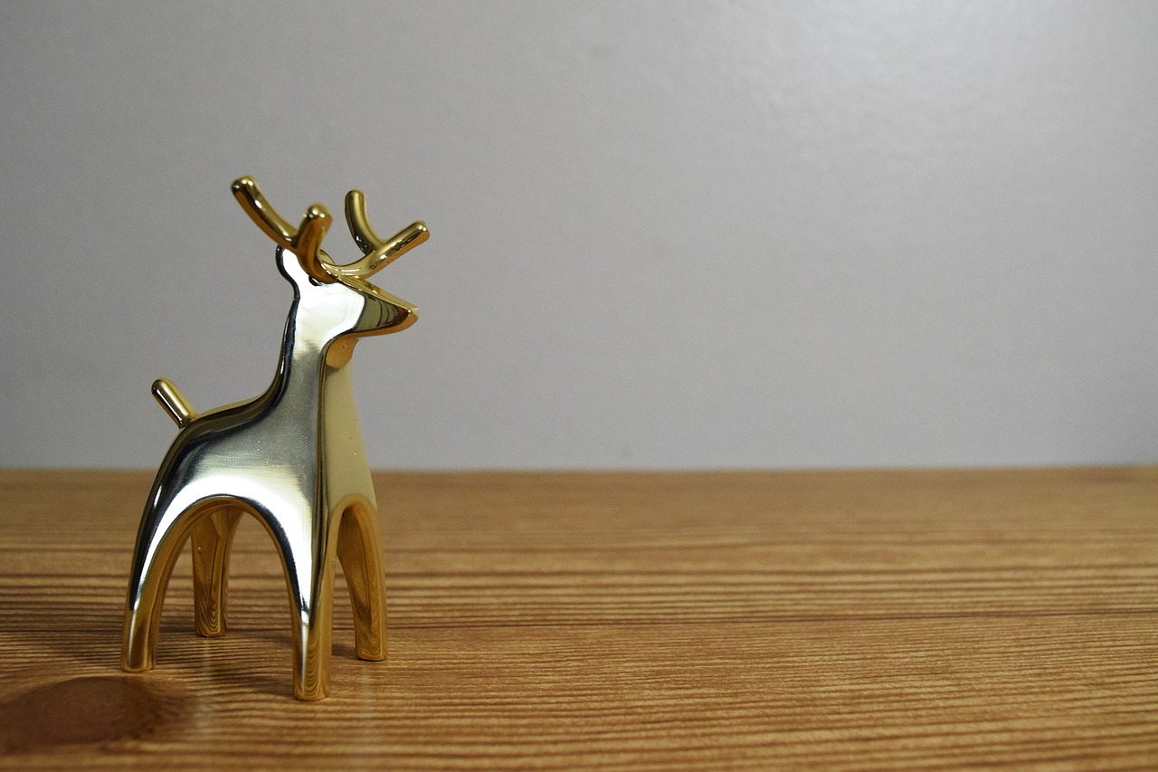 gold deer  wood  christmas free photo