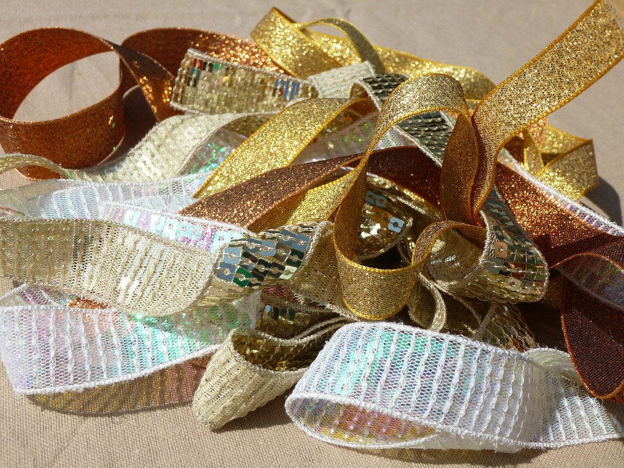 gold ribbon trims sewing free photo