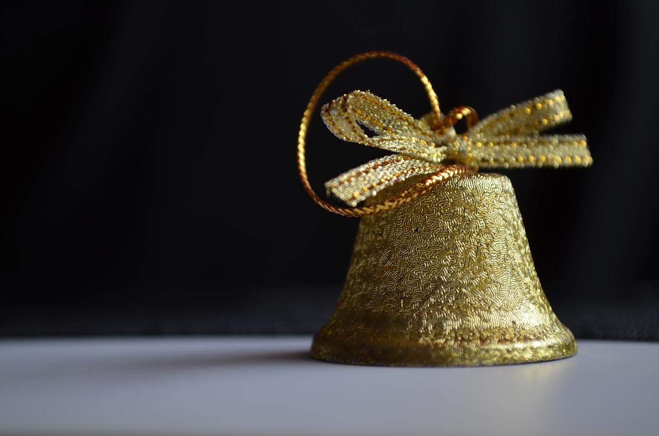 golden bell ornament free photo