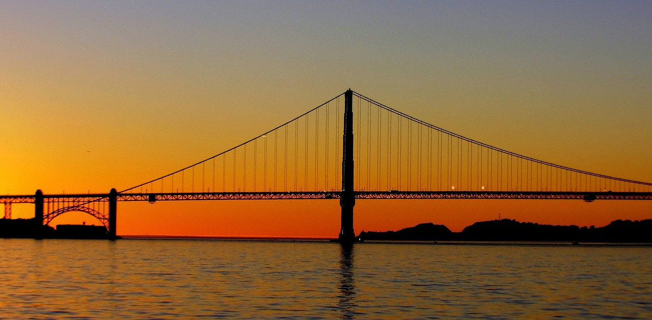 golden gate bridge sunset evening free photo