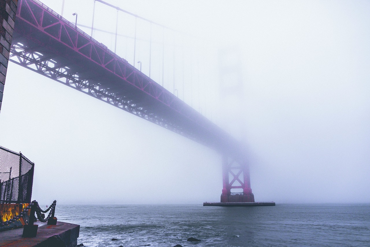 golden gate bridge architecture fog free photo