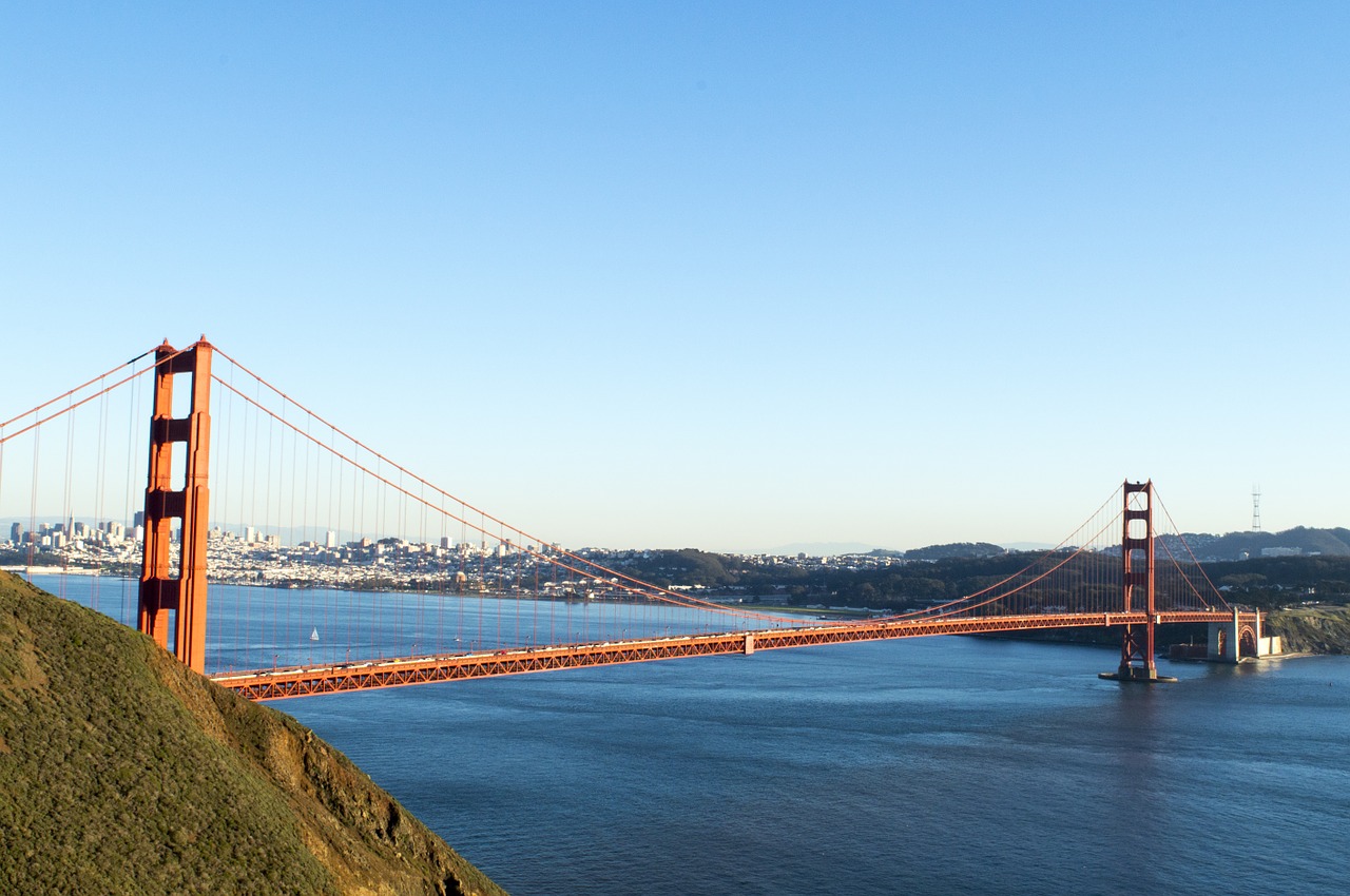 golden gate bridge sunset evening free photo