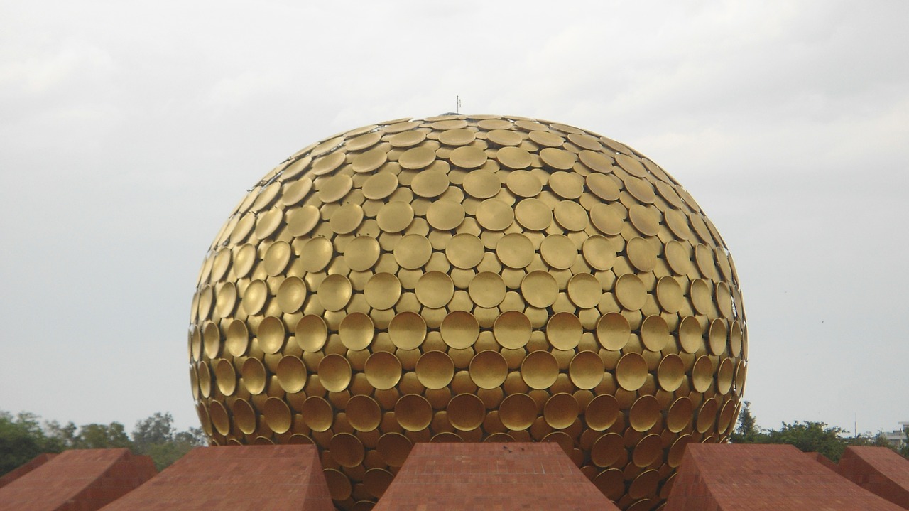 golden globe pondicherry ashram free photo
