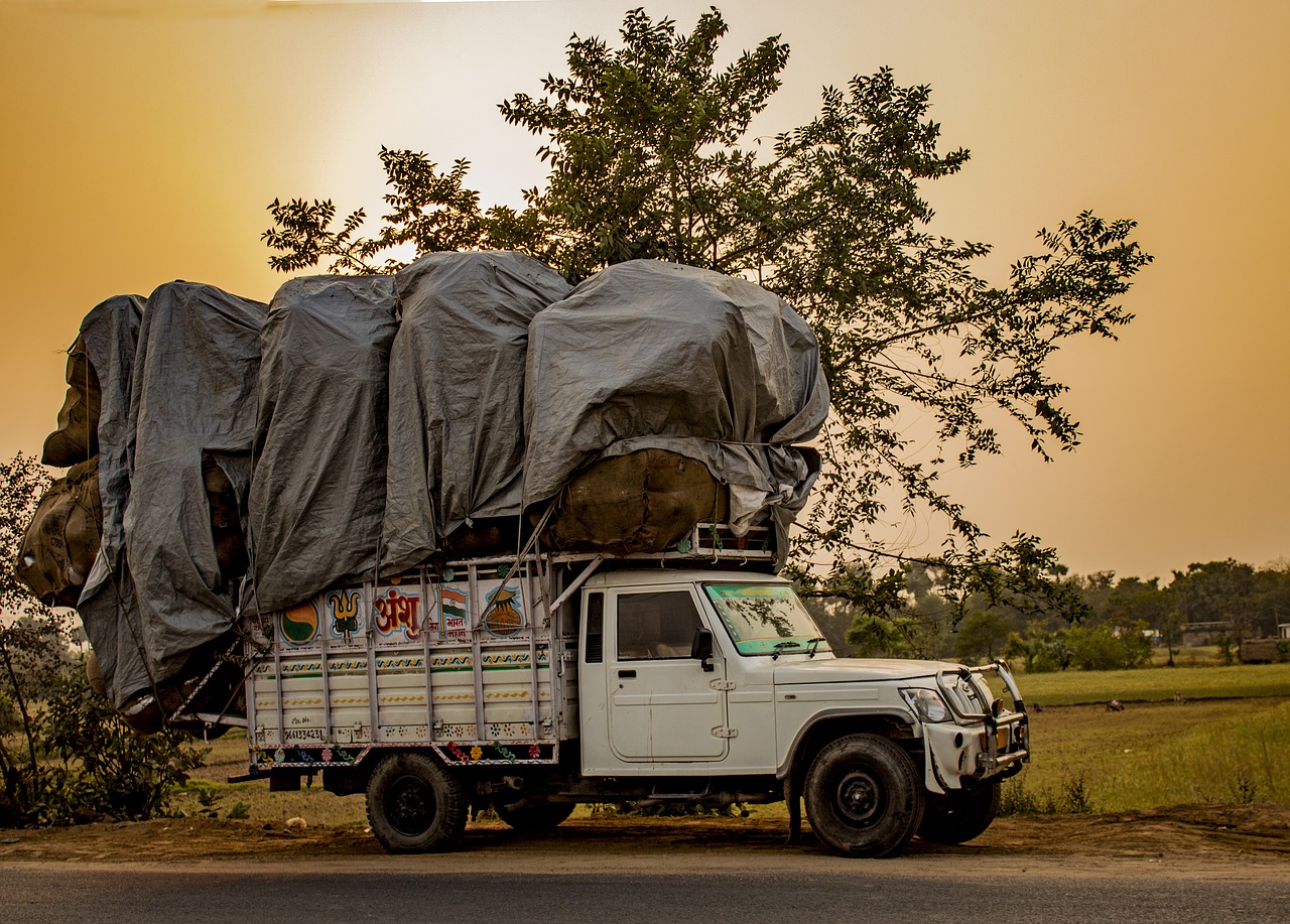 golden hour truck india free photo