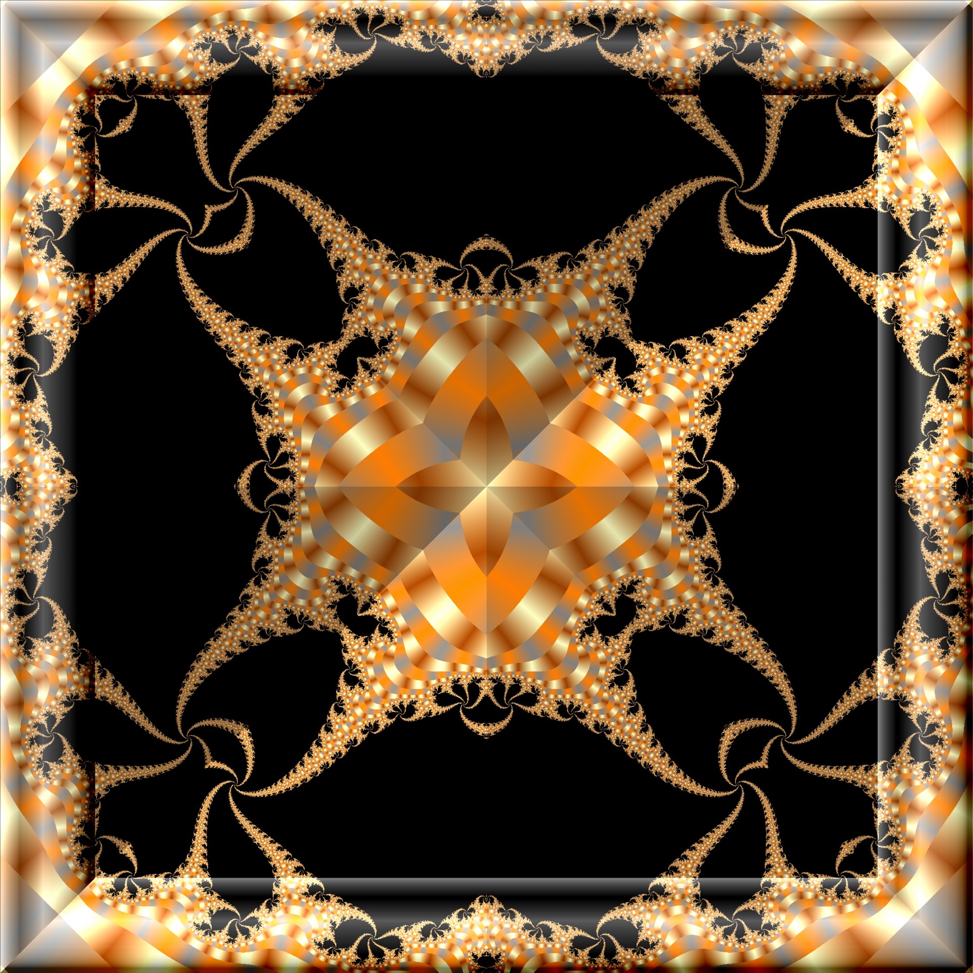 fractal golden kaleidoscope free photo