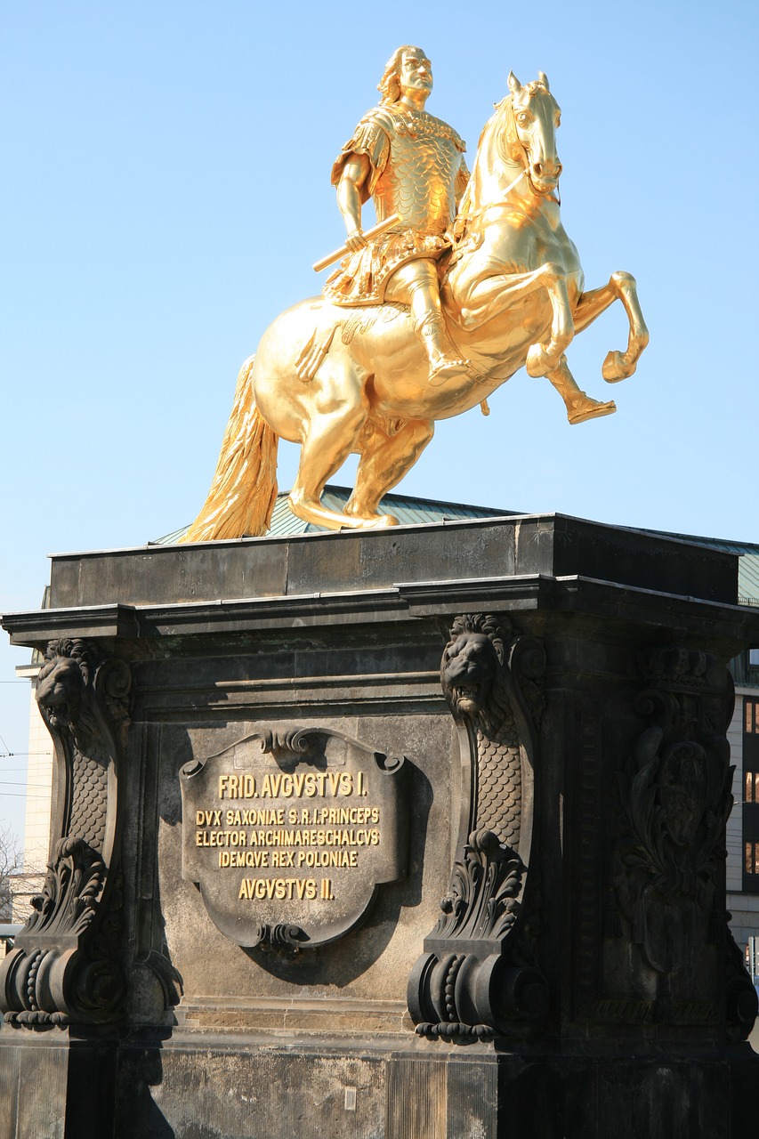 golden rider dresden statue free photo