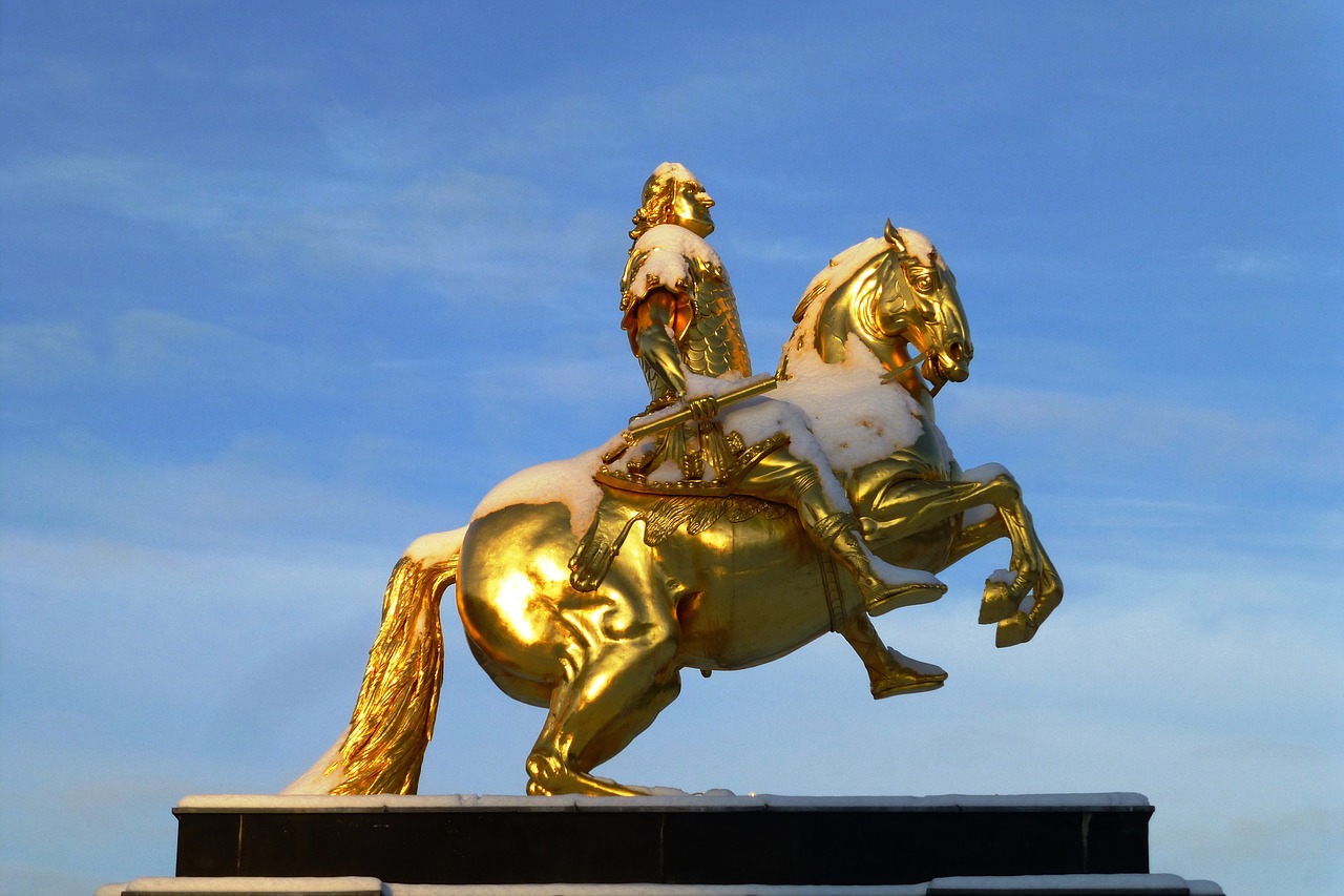 golden rider monument august the strong free photo