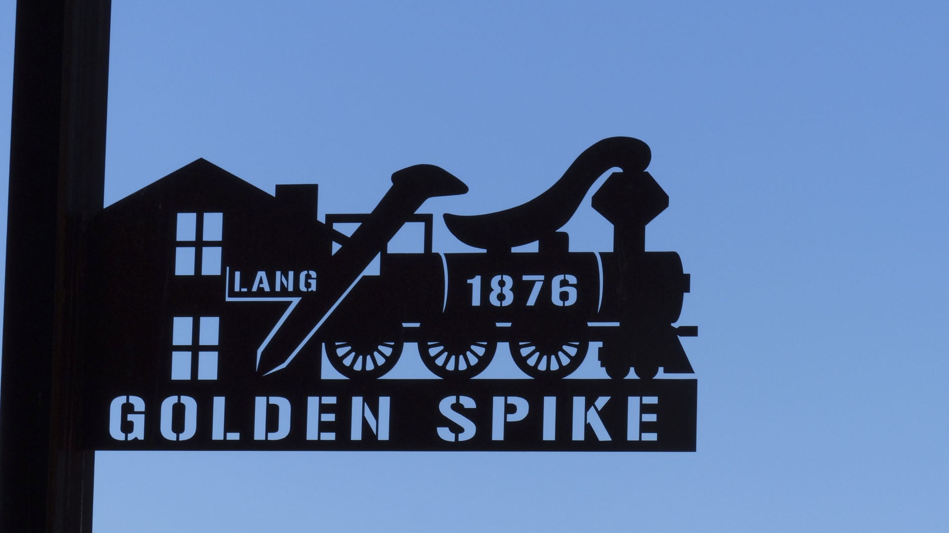 golden spike sign commemorative free photo