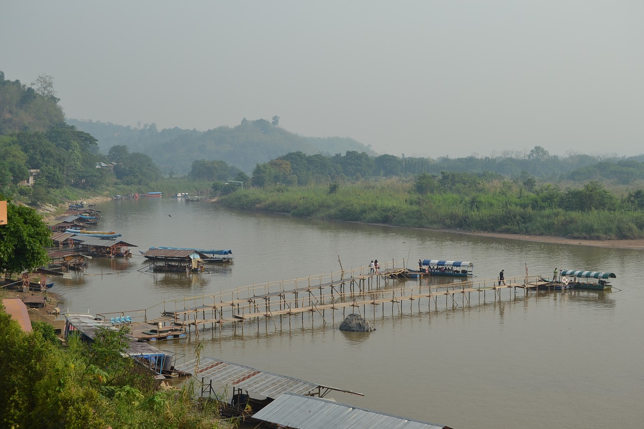 golden triangle laos boats free photo