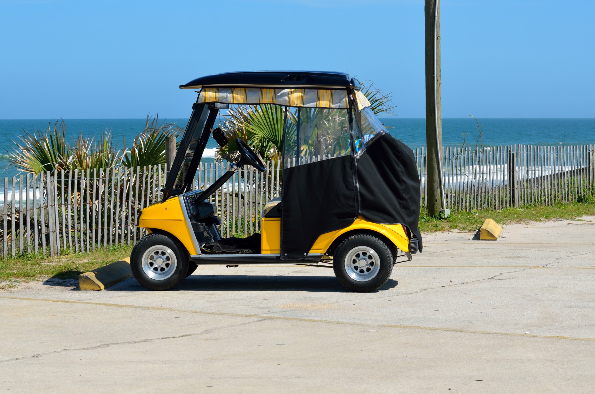 golf cart beach parked free photo