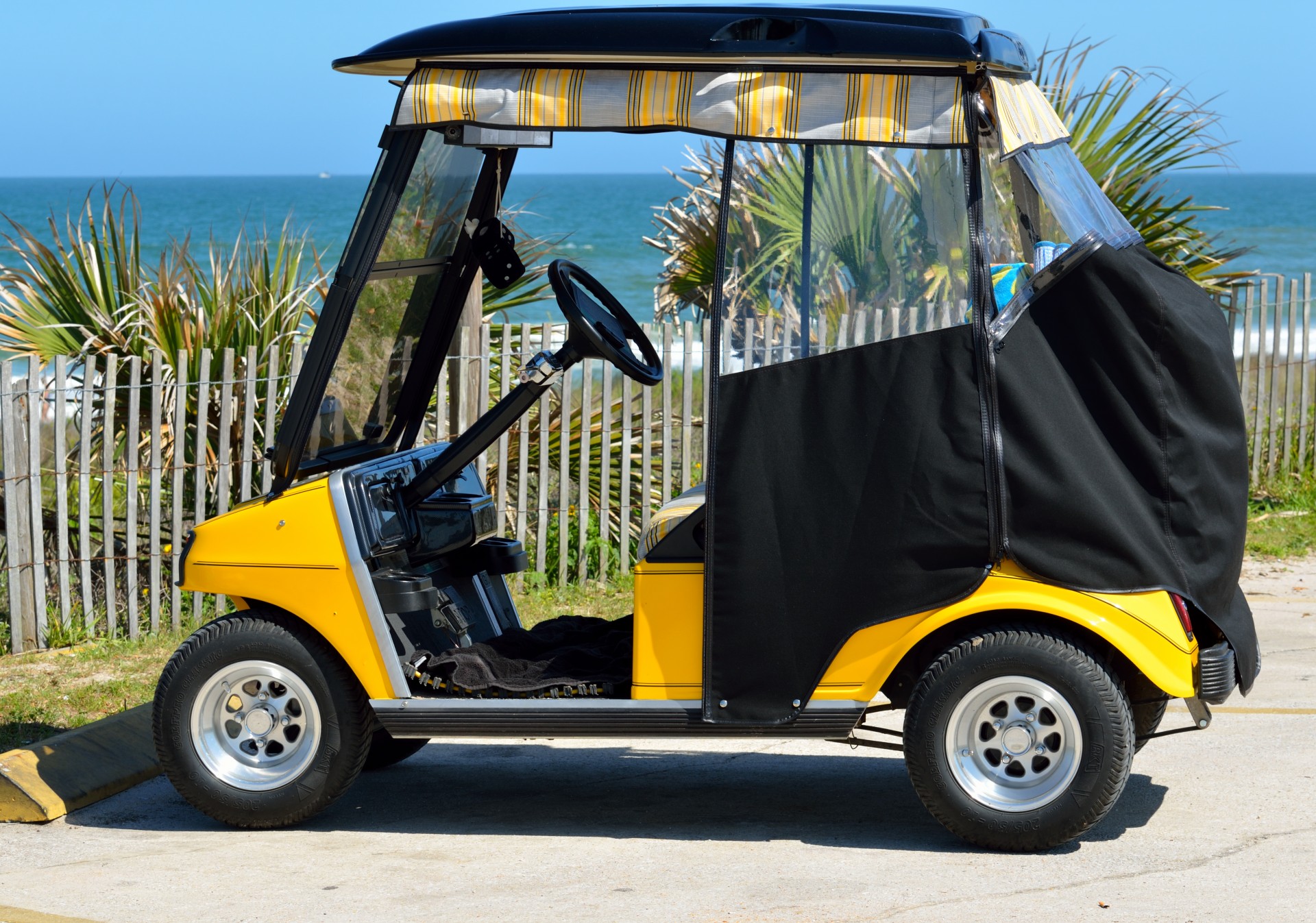 golf cart beach parked free photo