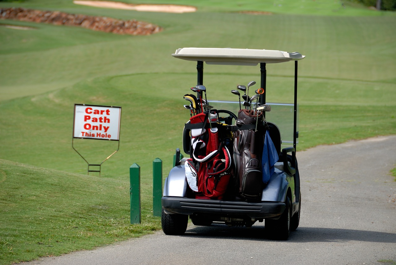 golf cart transportation golf bags free photo