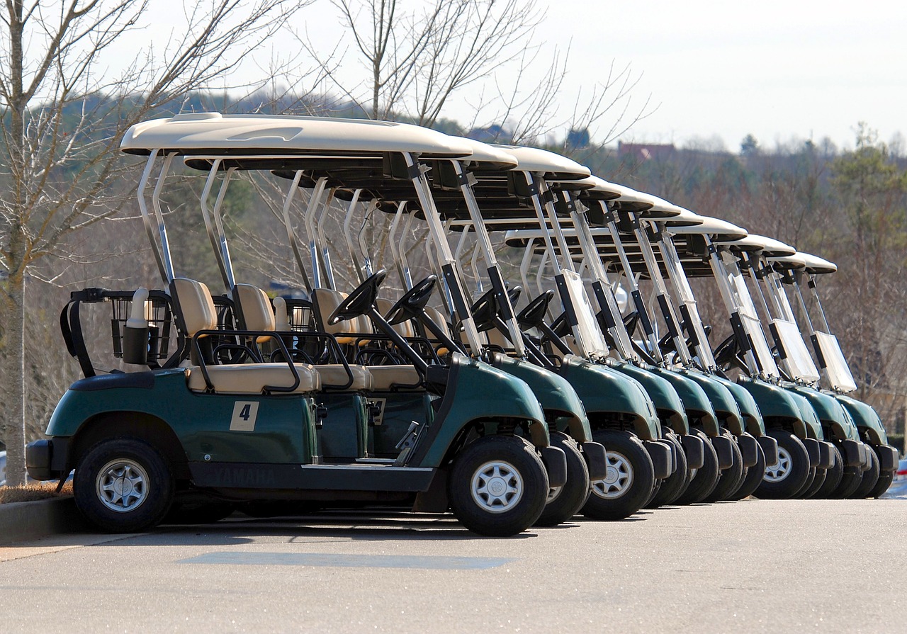 golf carts golf parked free photo