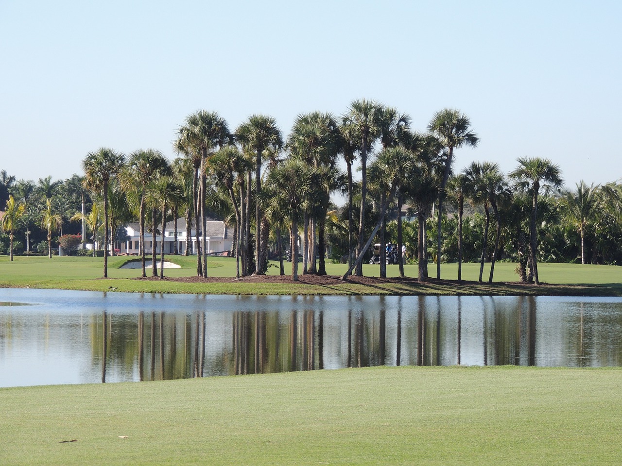 golf course  lake  landscape free photo