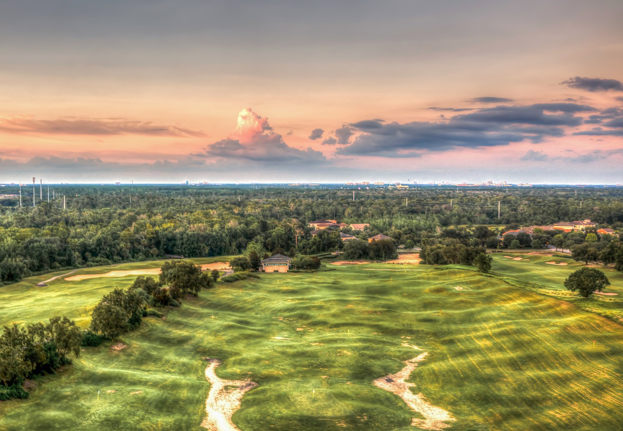 golf course  florida  sunset free photo