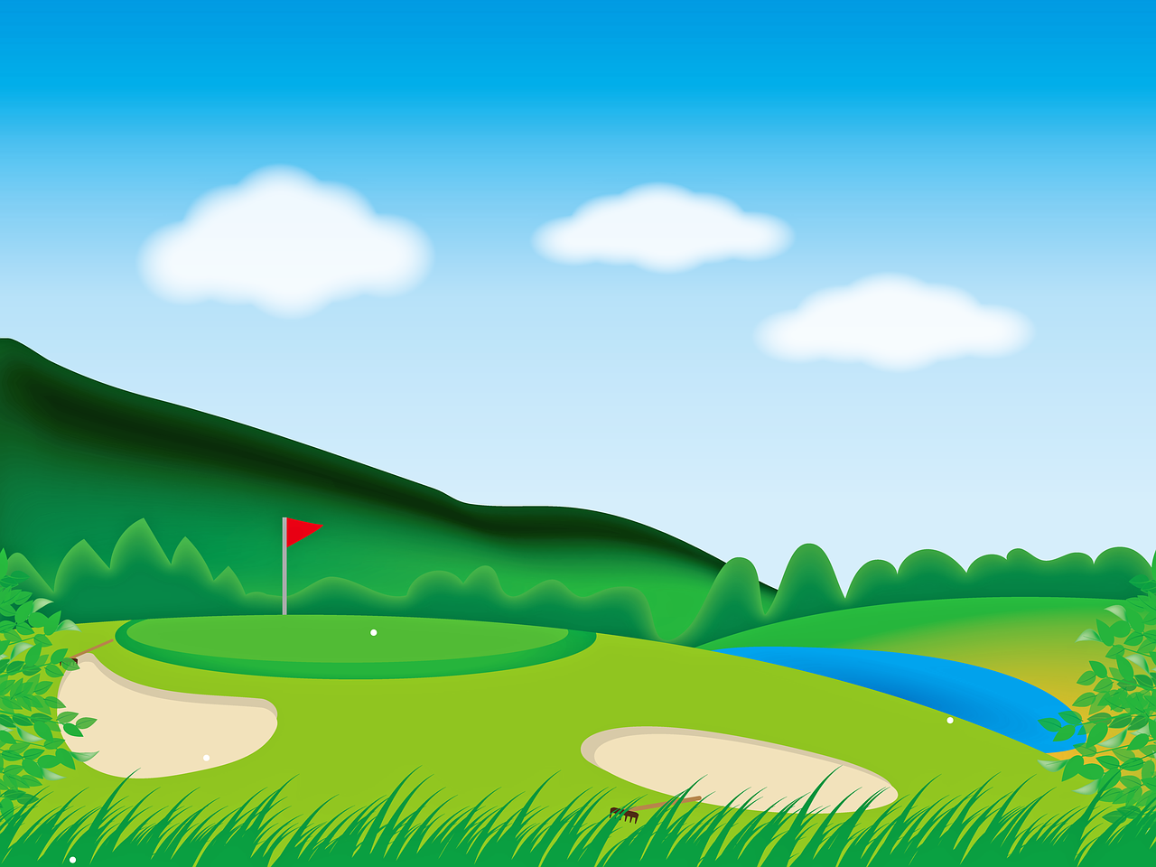 golf course background  golf hole  sand trap free photo