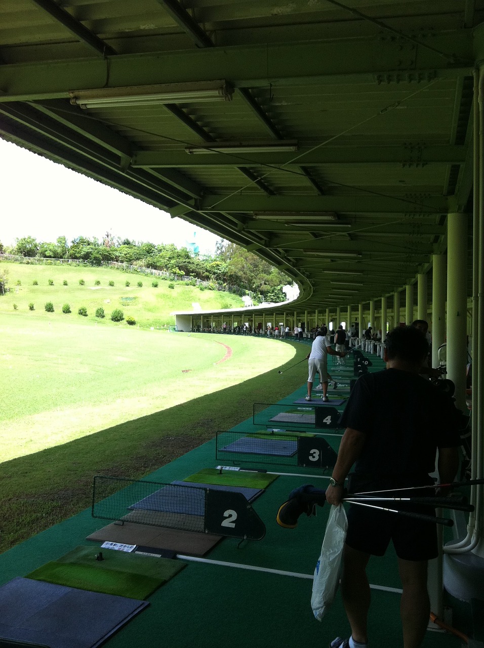 golf driving range yonabaru symmetric free photo