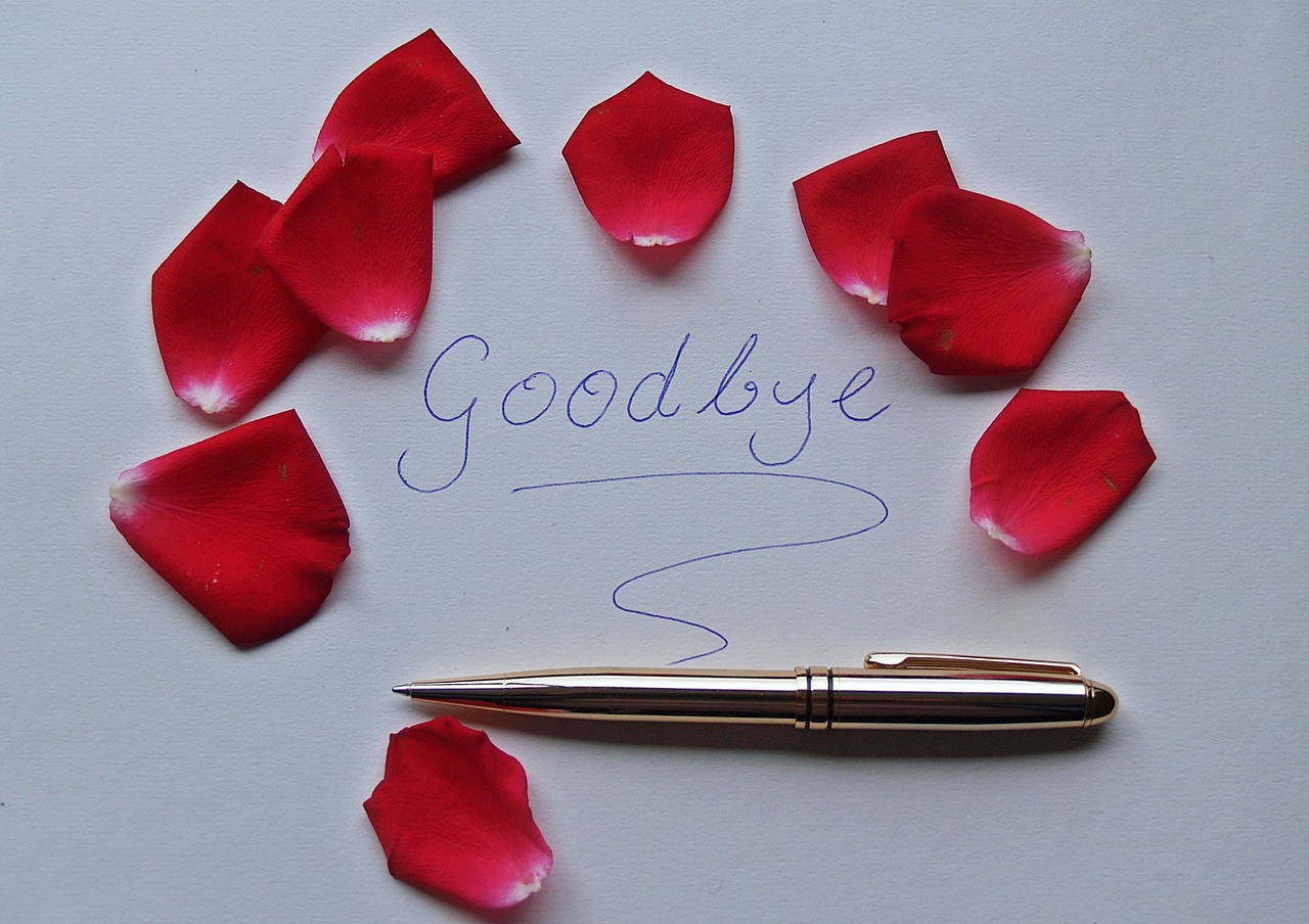 goodbye word rose petals free photo