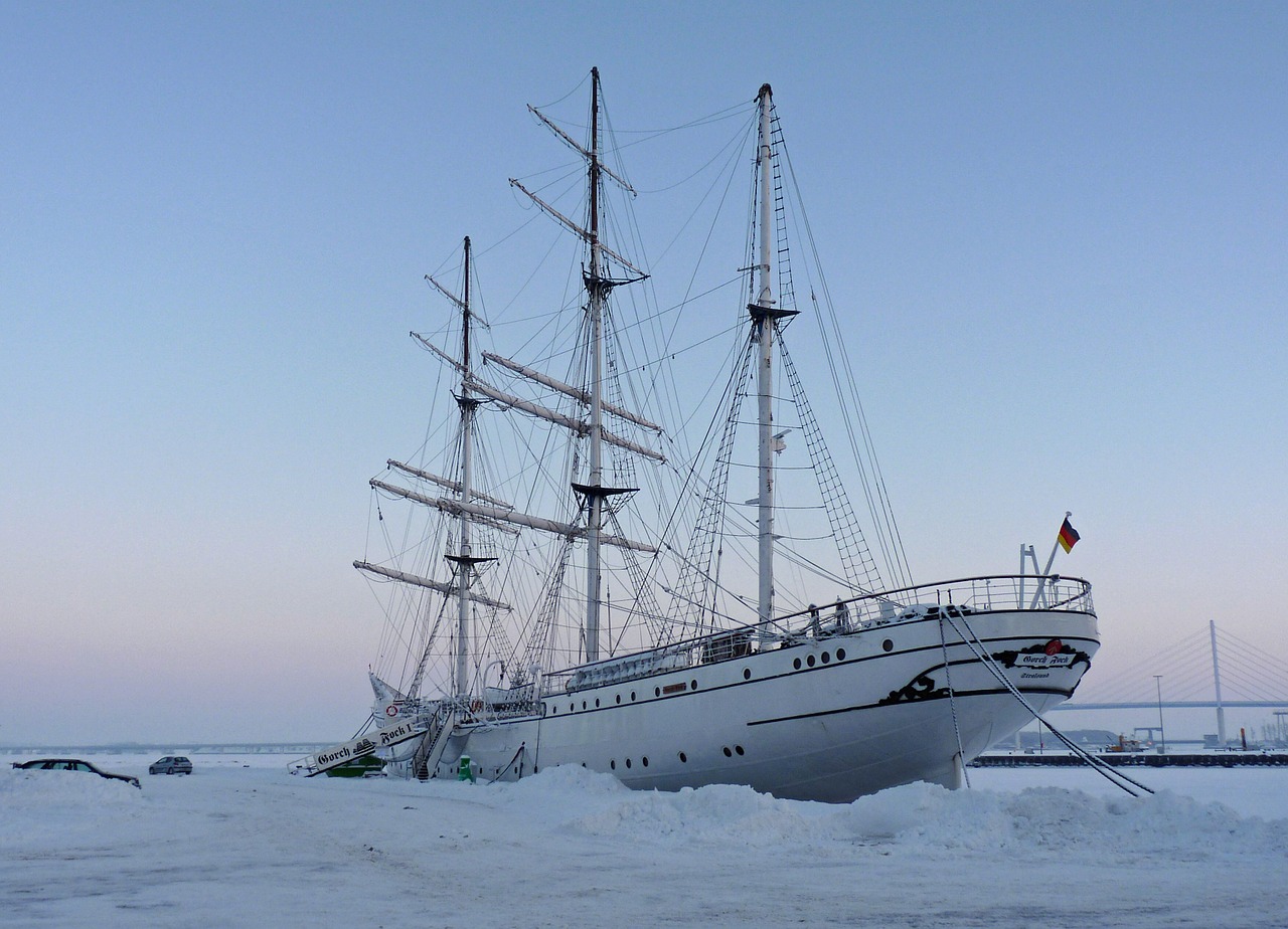 gorch fock sail training ship in winter free photo