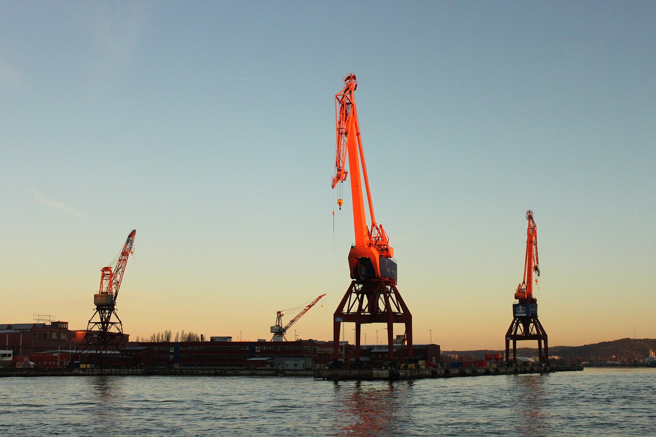 gothenburg port cranes free photo