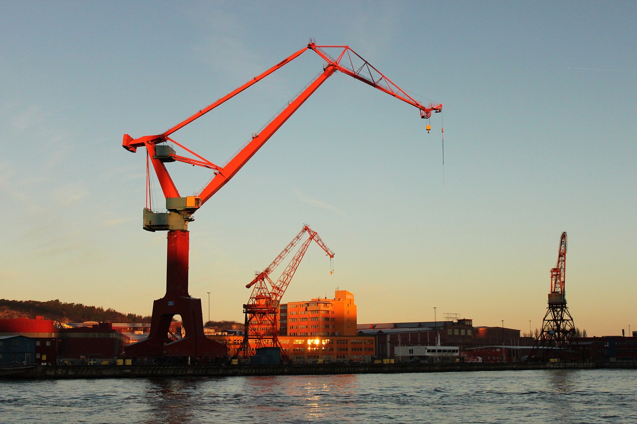 gothenburg port cranes free photo