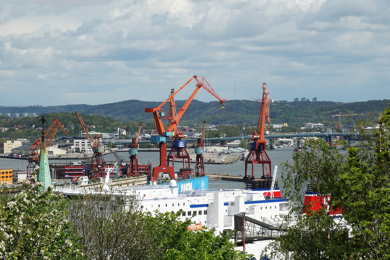 gothenburg port cranes free photo
