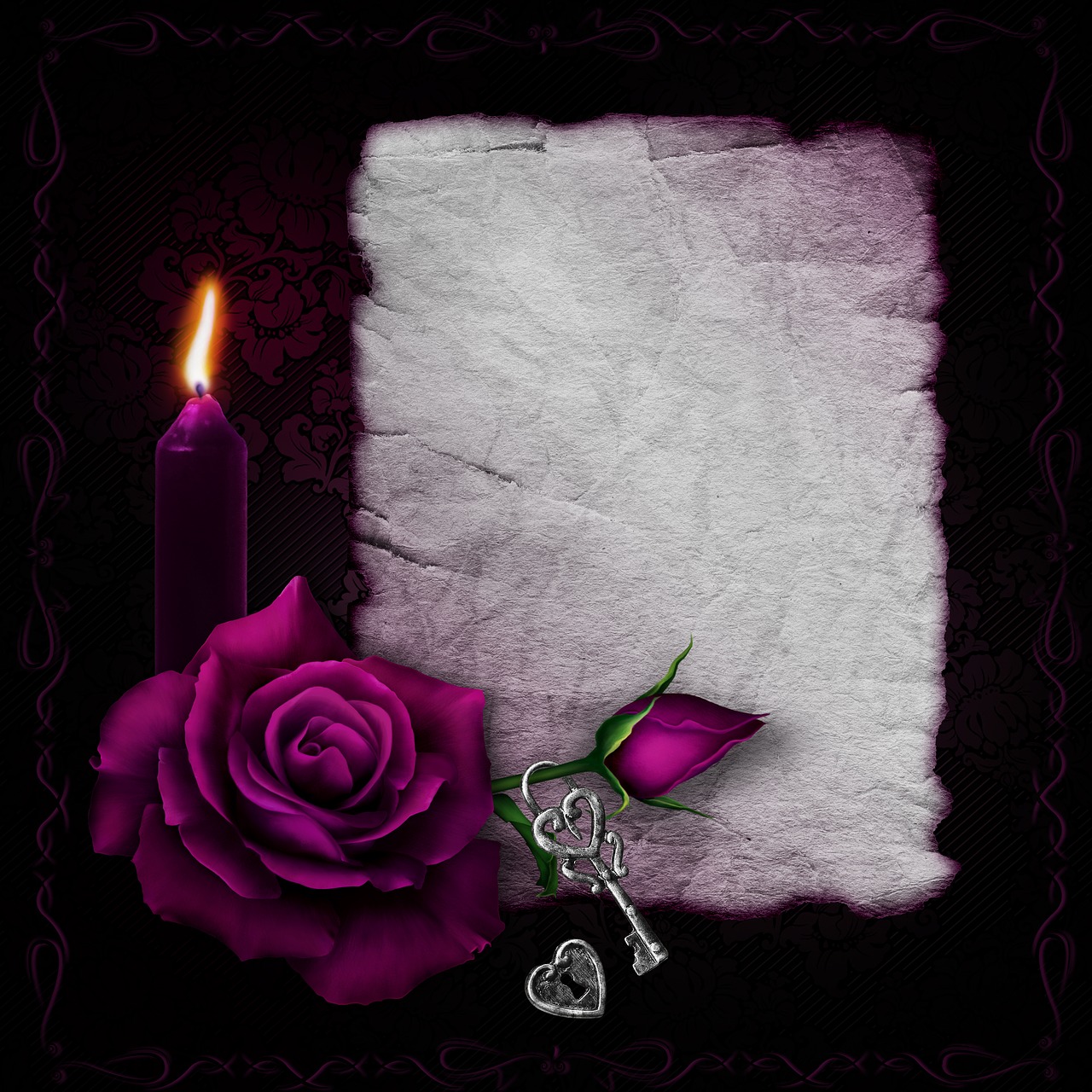 gothic  rose  candle free photo