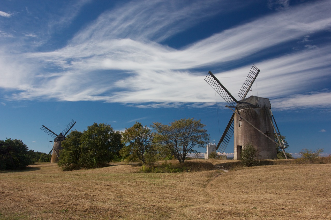 gotland windmill cloud free photo